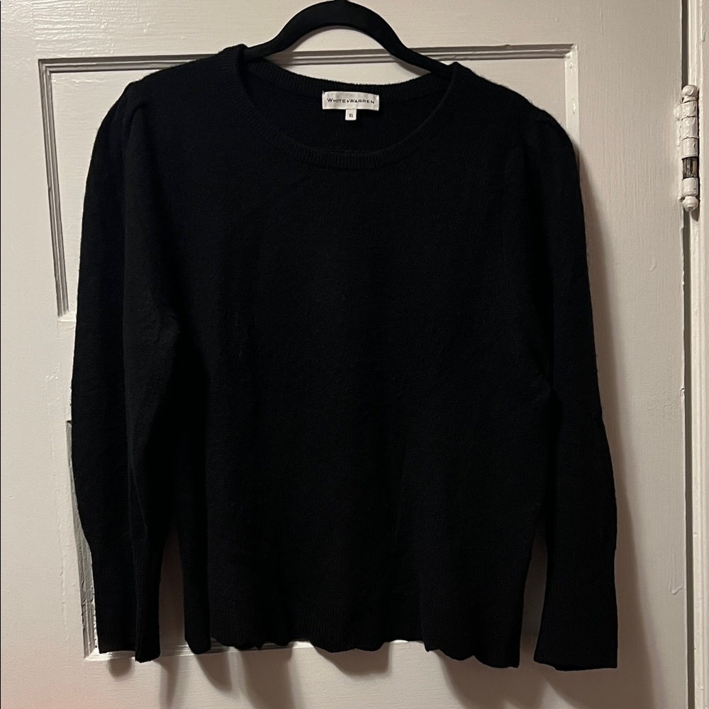 White + Warren Classic Black Cashmere Sweater